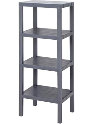 Aesco Deconox 4 Katlı Köşe Rafı | Banyo, Mutfak ve Kiler Için Yer Tasarruflu Organizer | Çok Amaçlı Plastik Raf | 4 Farklı Renk Seçeneği (38X29X100CM) (Gri)
