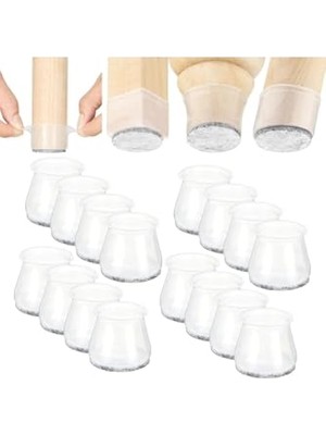 Aesco 36 Adet (3cm - 3,5 Cm) Keçeli Silikon Yarı Saydam Mobilya Sandalye Kaydırmaz Zemin Koruyucu,beyaz