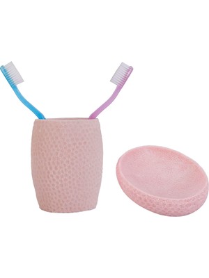 Aesco Bosphorus Homi 2 Li Banyo Seti,pembe Petek Model,poliresin