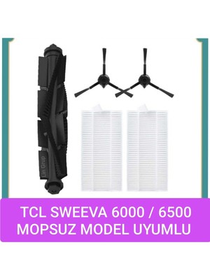 Aesco Lin Grup Tcl Sweeva 6000 6500 Mopsuz Model ile ile Uyumlu Yedek Fırça Filtre Seti