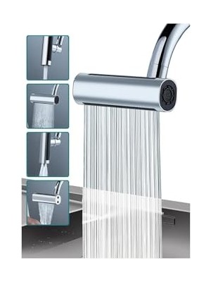 Aesco Tasarruflu 4 Modlu Şelale Ayarlanabilir Musluk Başlığı Mutfak Banyo Perlatör Evye Lavab