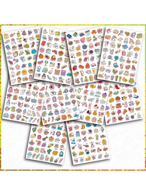 Aesco Neoprint Sticker Seti 500 Adet Ingilizce Temalı Etiket, Günlük Ajanda ve Defterlere, Karikatür Konsept, Öğretmen-Öğrenciler, Erkek-Kız Çocuk ve Yetişkinlere Kendinden Yapışkanlı Eğlenceli Çıkartmalar
