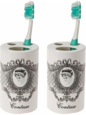 Aesco Sia 2 Adet Seramik Diş Firçalik Kraliçe Model 7X7X11CM Banyo Seti