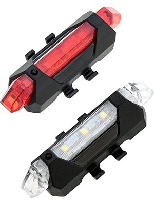 Aesco Bisiklet Işığı LED Stop Arka Ikaz Işık Lamba USB Şarjlı 4 Mod