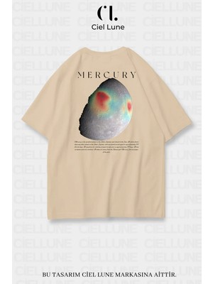 Mondschein Unisex Kadın Erkek Merkür Baskılı Özel Tasarım Oversize T-Shirt