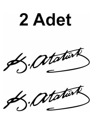 Aesco Sticker Usta 2 Adet Mustafa Kemal Atatürk Imza 00016-1 Siyah 10X3 cm