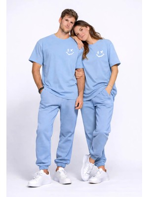 Mondschein Sevgili Kombini Çift Tişört Oversize Unisex Uyumlu Çift Kombin 2'li Set