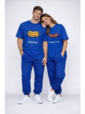 Mondschein Better Together Baskılı Sevgili Kombini Çift Tişört Oversize Unisex Çift Kombin