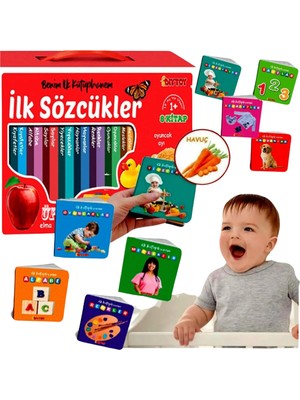 Aesco Oyuncak Ilk Bebek Kütüphanem 8'li Kitap Set 1-Alfabe 2-Sayı 3-Renk 4-Hayvan 5-Meslek 6-Yiyecek 7-Kıyafet 8-Oyuncaklar