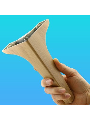 Aesco BADEM10 Sedef Lüks Mobilya Kanepe Sehpa Tv Ünitesi Koltuk Ayağı 19 cm Ahşap Desenli Kahverengi Baza Ayak