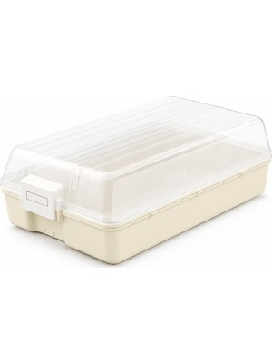 Aesco Suwors Şeffaf Kapaklı Buzdolabı Düzenleyici Kutu | 32X18 cm Plastik Gıda Organizeri | Kar Beyaz Taban | Kapaklı Saklama Kutusu, Buzdolabı ve Mutfak Için Pratik Çözüm