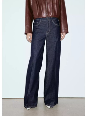 Mango Yüksek bel wide leg jean pantolon