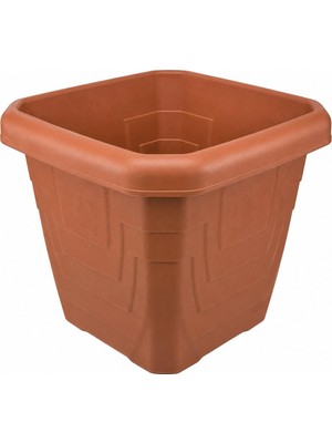Aesco Kare Dış Mekan Saksısı 43X43X40 cm | Büyük Boy Plastik Bahçe Saksısı | Balkon, Teras, Bahçe ve Iç Mekan Dekoratif Çiçek Saksısı | Dayanıklı ve Hafif Tasarım | Terracotta Kahverengi