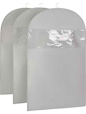 Aesco Ocean Home Textile 3'lü Gri Balıksırtı Elbise Kılıfı Set