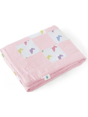 Aesco Deux Lapins Müslin Bebek Yatak Örtüsü - Rainbow Lapin Pink