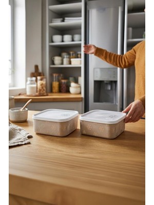 Aesco Smartware 2'li Set No Frost Saklama Kabı Latte 700 ml
