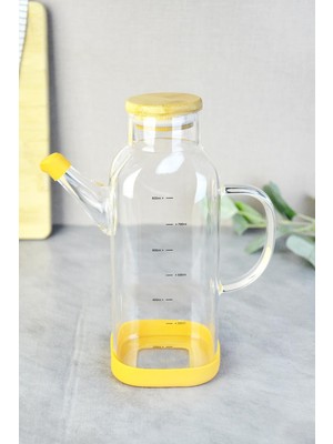 Aesco Paçi 800 ml Bambu Kapaklı Borosilikat Cam Kare Yağlık