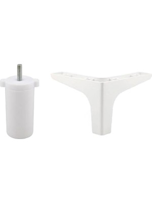 Aesco BADEM10 Sedef 6'lı Set Mobilya Tv Ünitesi Çekyat Koltuk Kanepe Destek Ayağı 12 cm Beyaz Baza Ayak M8 Destek