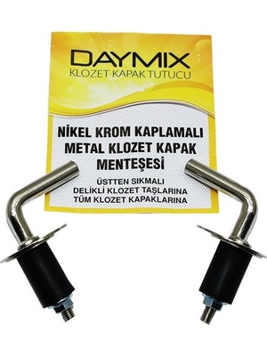 Aesco Daymıx Nikel Krom Kaplamalı Metal Klozet Kapak Menteşesi, Üstten Sıkmalı, Delikli Klozet Taşlarına Uyumlu