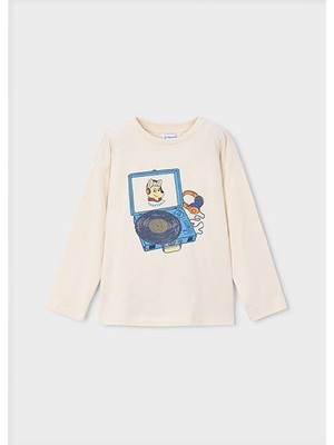 Mayoral Krem Erkek Çocuk Uzun Kollu T-Shirt 4015