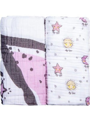 Aesco Kız Bebek 2li Little Star Müslin Battaniye
