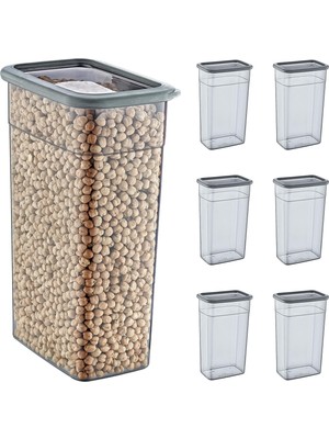 Aesco Smartware 6'lı Set Skali Dikdörtgen Saklma Kabı Antrasit 3500 ml