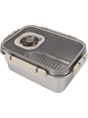 Aesco Mallart® Paslanmaz Çelik Saklama Kabı, Tarih Indikatörlü Sızdırmaz Bento Yemek Kabı, Kilitli Kapaklı Ev Akıllı Gıda Koruyucu Sefer Tası (1.6lt Dikdörtgen)
