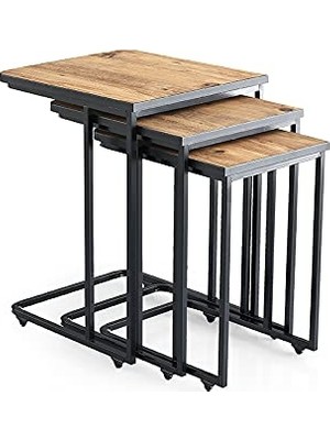 Aesco Mermer Desen C Zigon Sehpa 3'lü Mdflam Desenli Renkli 4318 Çam Mdf (S)