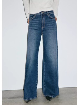 Mango Yüksek Belli Wideleg Jean Pantolon