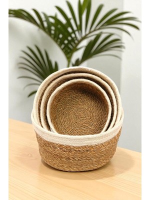 Aesco Digithome 4’lü Naturel Yuvarlak Organizer Sepet - PNL-PH35 S/4