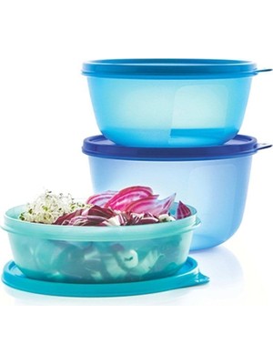 Aesco Tupperware Buzdolabı Saklama Kabı 3'lü Set - 1 Lt, 1.5 Lt, 2 Lt