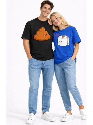 Mondschein Sevgili Kombini Eğlenceli Baskılı Çift Tişört Oversize Unisex Partner Tişört 2’li Set
