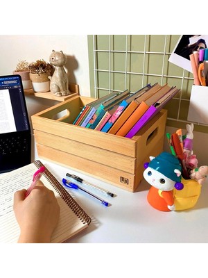 Aesco Limon Dekor Çok Amaçlı Ahşap Düzenleyici Kasa - Çok Amaçlı Ev, Mutfak, Banyo Organizer Sandık (7" Plak Uyumlu)