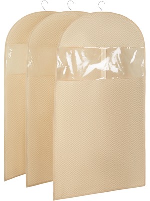 Aesco Ocean Home Textile 3'lü Bej Balıksırtı Elbise Kılıfı Set