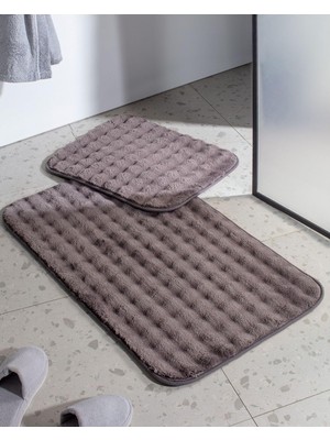 Aesco Madame Coco Reflet Bubble 2'li Banyo Paspası, Antrasit, 60 x 100