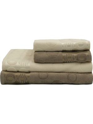 Aesco Lunox Home Çift Renk Banyo Havlusu, 4'lü Paket 2 Parça (70X140),2 Parça (50X80) Yumuşak ve Emici, Kaliteli Günlük Kullanıma UYGUN%100 Pamuk Havlu(Kahverengi-Krem)