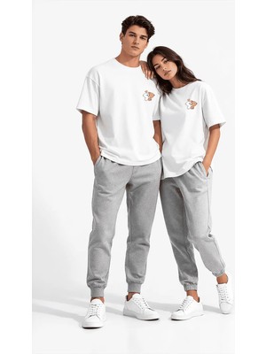 Mondschein Sevgili Kombini Ayıcık Baskılı Çift Tişört Oversize Unisex Partner Kombin Seti