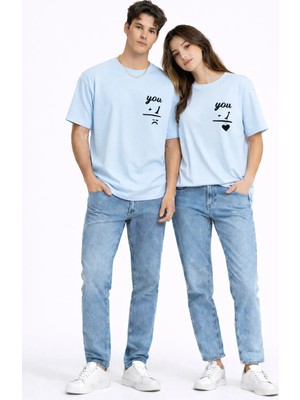Mondschein Sevgili Kombini You I Yazılı Çift Tişört Oversize Unisex Partner Kombin Seti
