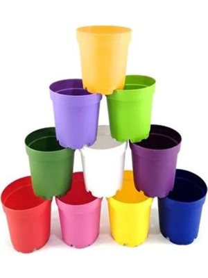Aesco Katı Plastik Sukulent Saksısı 20 Adet Turuncu (8.5 Cm), MKR1203202483