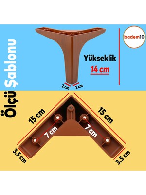 Aesco BADEM10 Sedef Lüks Mobilya Kanepe Sehpa Tv Ünitesi Koltuk Ayağı 14 cm Ahşap Desenli Kahverengi Baza Ayak