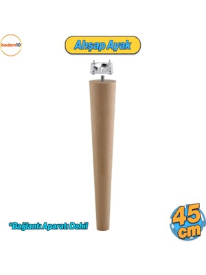 Aesco BADEM10 Ahşap Mobilya Ayağı Aparatlı 45 cm Sehpa Zigon Orta Masa Puf Tabure Tv Ünitesi Ayakları M8 Civatalı