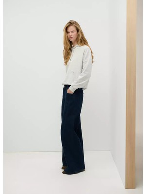 Mango Dekoratif Dikişli Wide Leg Jean Pantolon