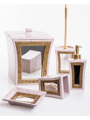 Aesco Mukko Home Aynalı Çerçeve 5 Parça Lüks Banyo Seti