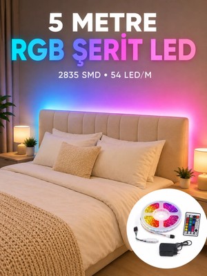 Astraltech 2835 Rgb Şerit LED 5 Metre 54 Led/m Uzaktan Kumandalı Renkli Dekorasyon Işığı