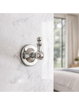 Aesco Lüks Tekli Askılık Gümüş Renk Duvara Monte Metal Havluluk Banyo Mutfak Vestiyer Askısı