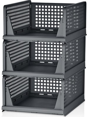 Aesco Mithra Life 3 Lü Kayar Raf Organizer Gri Dolap Içi Kıyafet Aksesuar Düzenleyici 45X35 cm MIT1263