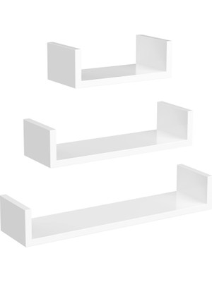 Aesco Songmıcs Duvar Rafları, 3'lü Set, Yüzer Raflar, 30/45/60 Cm, Dekoratif, Yaratıcı, Yatak Odaları, Oturma Odaları, Mutfaklar ve Koridorlar Için, 15 Kg'a Kadar Yüklenebilir, Beyaz LWS66W