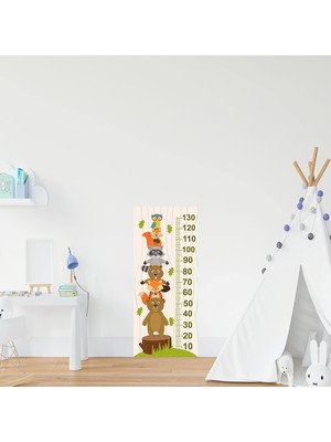 Aesco Çocuk Odası Bebek Odası Hayvanlar Boy Cetveli Boy Ölçer Sticker