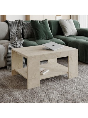 Aesco Lina Orta Sehpa – Modern Minimal Tasarım, Traverten