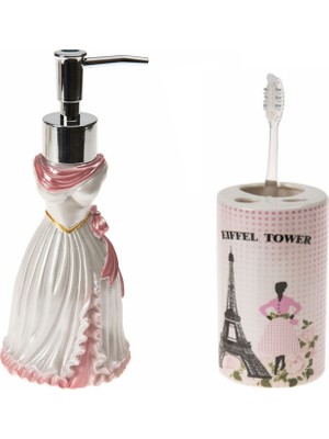 Aesco Sıvı Sabunluk,diş Fırçalık 2 Li Banyo Seti,lady ve Paris